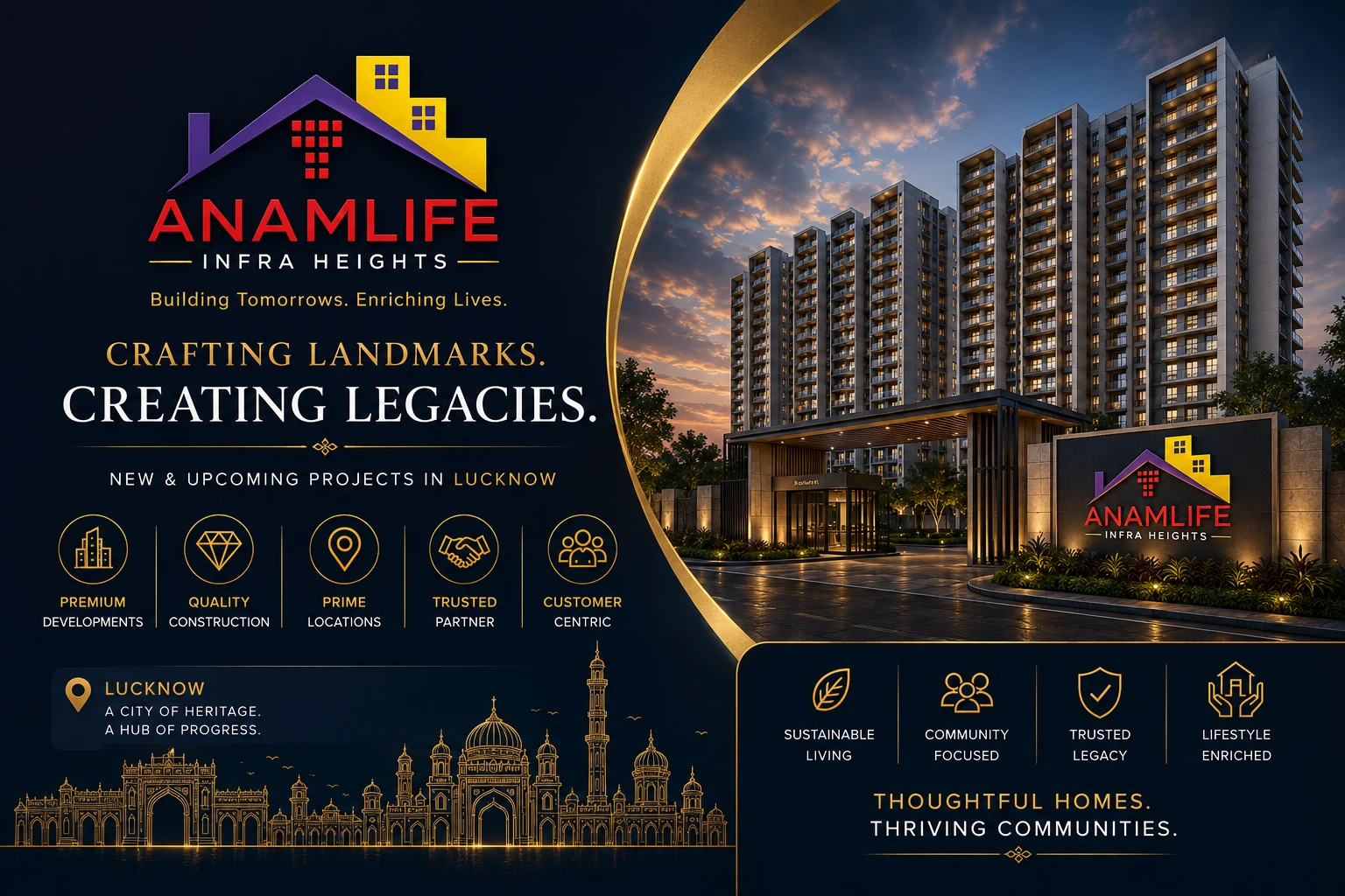 Anamlife Infra Heights official logo for Lucknow residential projects