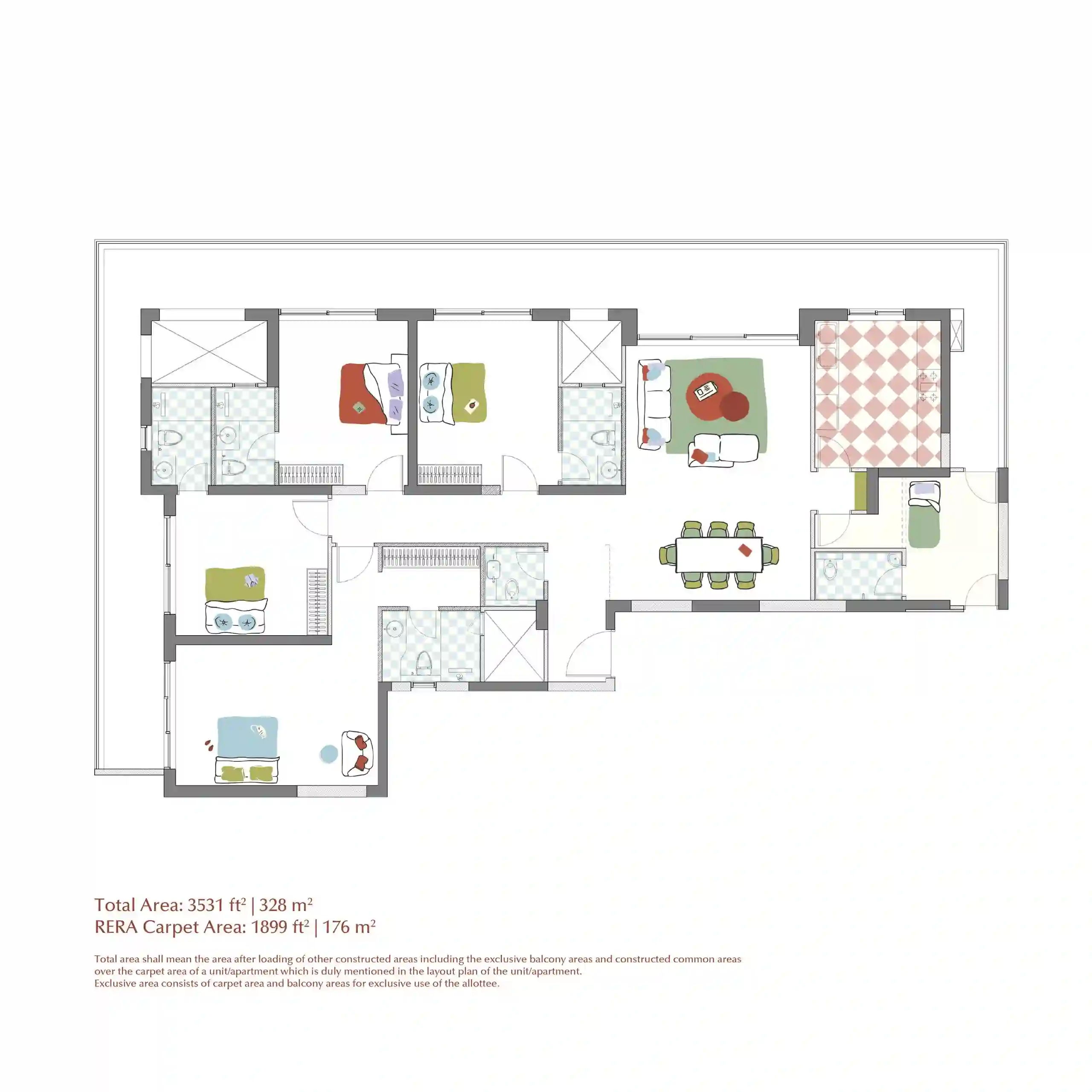 2 BHK Floor Plan - CG City Apartments