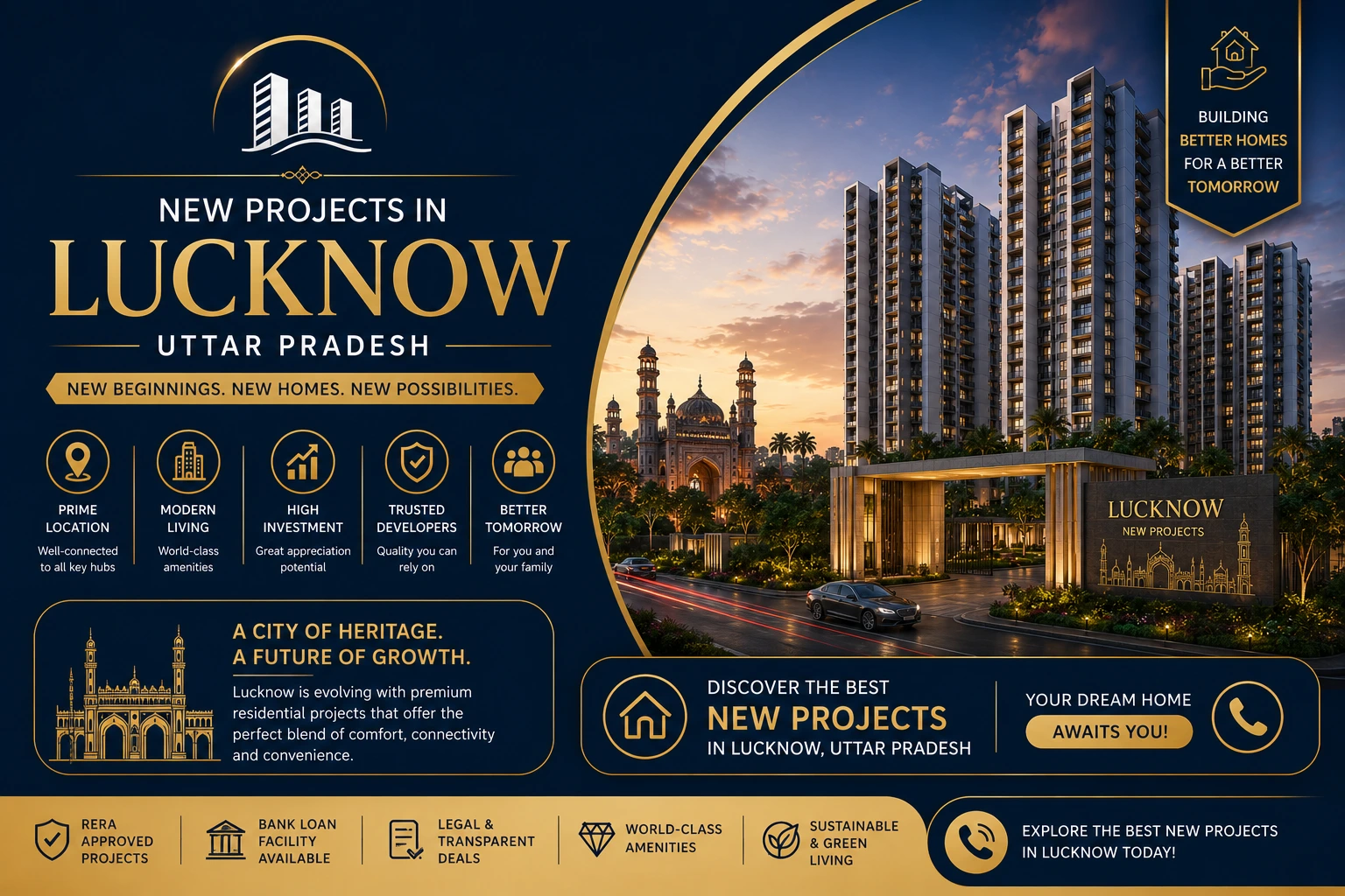 Lucknow residential area with premium apartments and green surroundings near Gomti Nagar