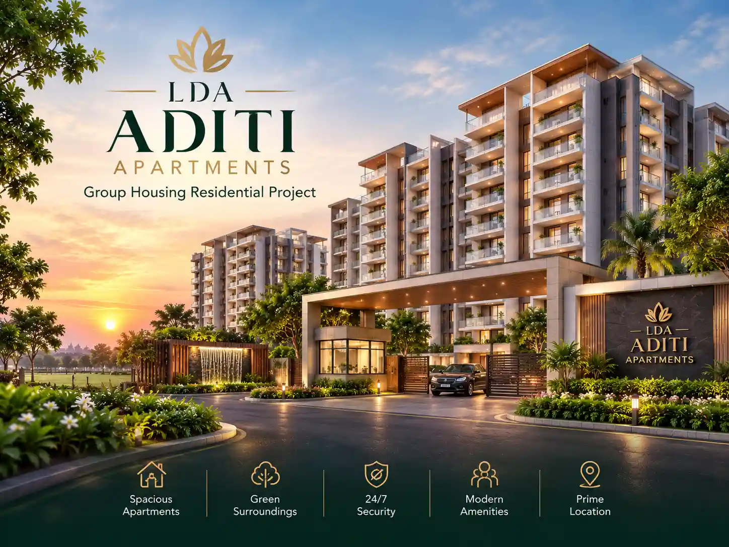 Premium 1 and 2 BHK flats at LDA Aditi Apartment offering residential apartments in Lucknow, Uttar Pradesh