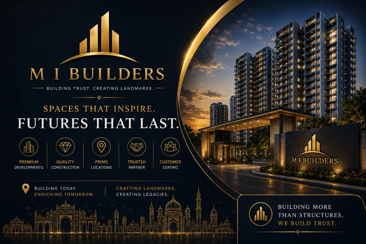 M I Builders Pvt Ltd. official logo for Lucknow residential projects